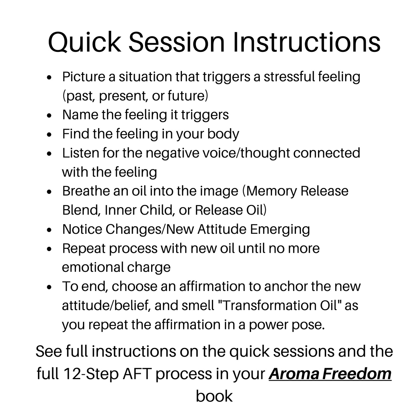 Aroma Freedom Session Card